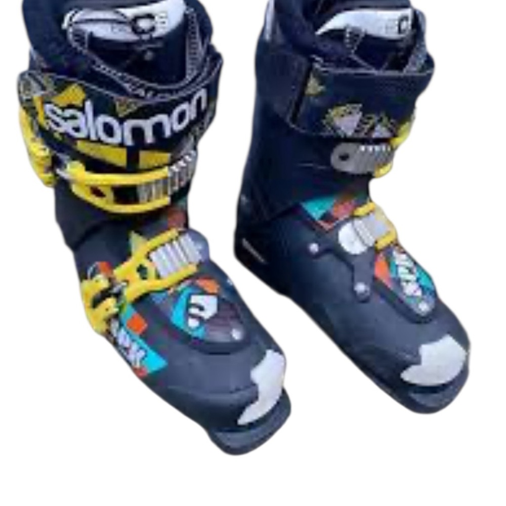 Salomon Black and Yellow Ski Boots with Colorful Accents size 27 317mm